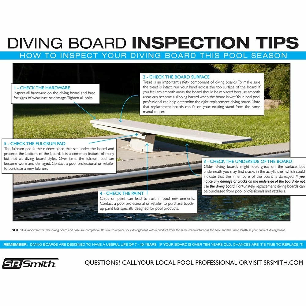 SR Smith 68-207-7382B Flyte Deck II Stand White In Color With Truetread Diving Boad, 8' White With Blue Truetread 8 SR Smith 68-207-7382B Flyte Deck II Stand White In Color With Truetread Diving Boad, 8' White With Blue Truetread - Image 6