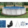 24' Round Adobe Mist 52" Steel 6" Top Rail Above Ground Pool Package - NB7708P -swimming pool supplies shop adobe mist above ground pool package 4