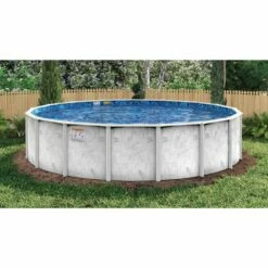 27' Round Adobe Mist 52" Steel 6" Top Rail Above Ground Pool Package - NB7710P