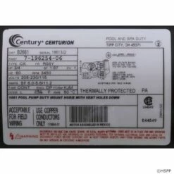 B2661 Pool Pump Motor 56Y Frame 3/4 HP Square Flange 115/230V - Energy Efficient -swimming pool supplies shop b2661 pool pump motor label