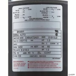 BN35V1, BN35SS Pump Motor 48Y Frame 1.5 HP Thru-Bolt 115/230V -swimming pool supplies shop bn35v1 pump motors 1.5 hp