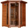 Hudson Bay 3-Person Cedar Corner Infrared Sauna W/ 7 Carbon Heaters - SA1312