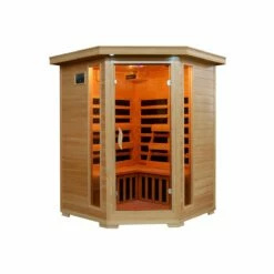 Santa Fe 3-Person Hemlock Corner Infrared Sauna W/ 7 Carbon Heaters - SA2412DX