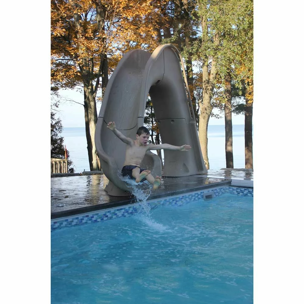 Global Pool Products Tidal Wave Pool Slide - Left Turn - Grey 3 Global Pool Products Tidal Wave Pool Slide - Left Turn - Grey