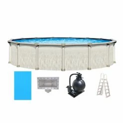 Kona Pearl 24' Round 52" Steel Swimming Pool Package