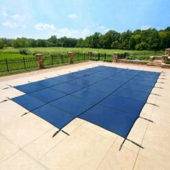 Arctic Vortex 20' X 40' Rectangle 18yr Mesh Safety Pool Cover W/ 4 X 8 Center End Step - Blue