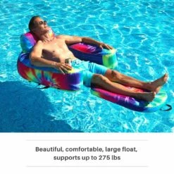 Premium 70" X 40" Inflatable Pool Lounger Float - Tie-Dye -swimming pool supplies shop pt2550t large float