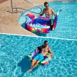 Premium 70" X 40" Inflatable Pool Lounger Float - Tie-Dye -swimming pool supplies shop pt2550t lounger split