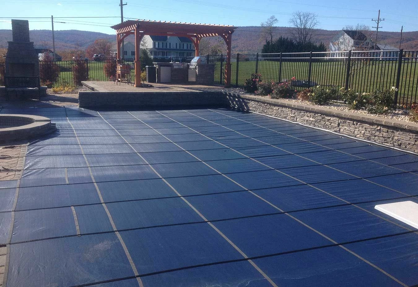 GLI 14' X 28' Rectangular Secur-A-Pool Blue Mesh Safety Cover - 12 Year 3 GLI 14' X 28' Rectangular Secur-A-Pool Blue Mesh Safety Cover - 12 Year