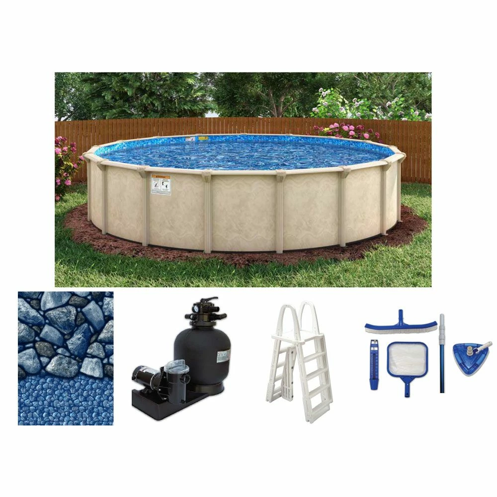 21' Round Surfside 52" Steel 7" Top Rail Above Ground Pool Package - NB7306P 3 21' Round Surfside 52" Steel 7" Top Rail Above Ground Pool Package - NB7306P